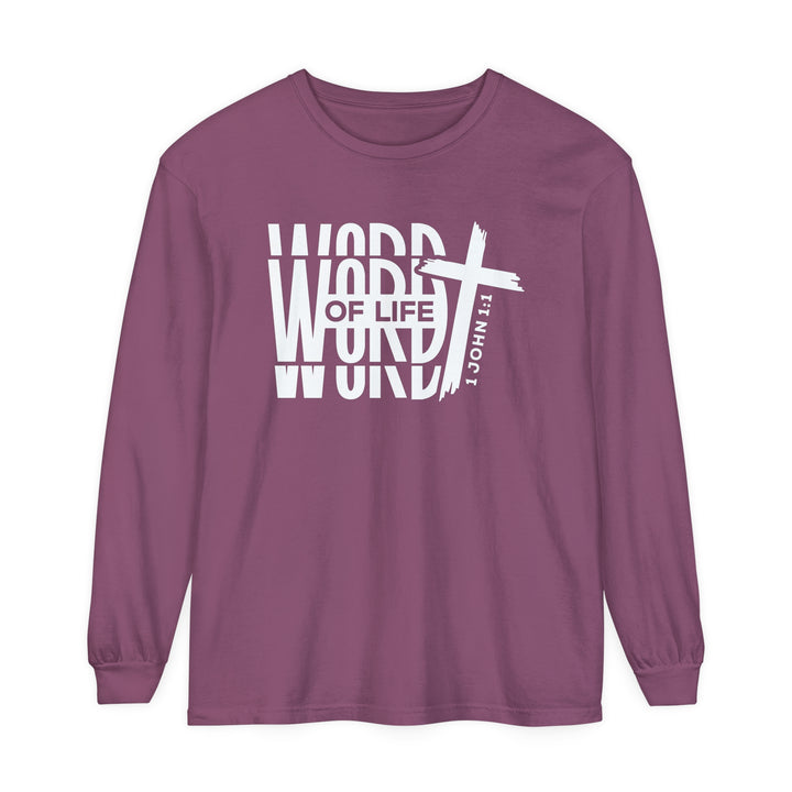 Word of Life Cross Long Sleeve Shirt Long-sleeve Berry S 