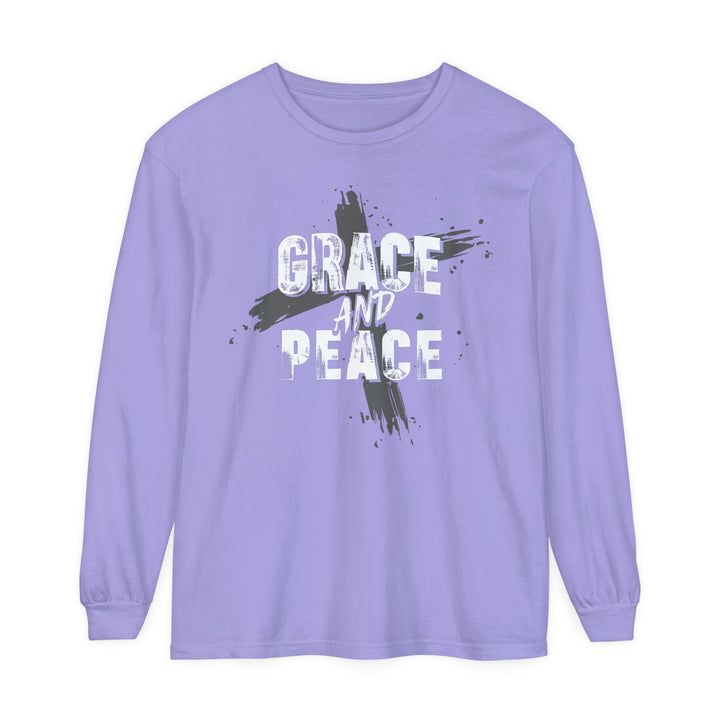 Grace and Peace Cross Long Sleeve Shirt Long-sleeve Violet S 