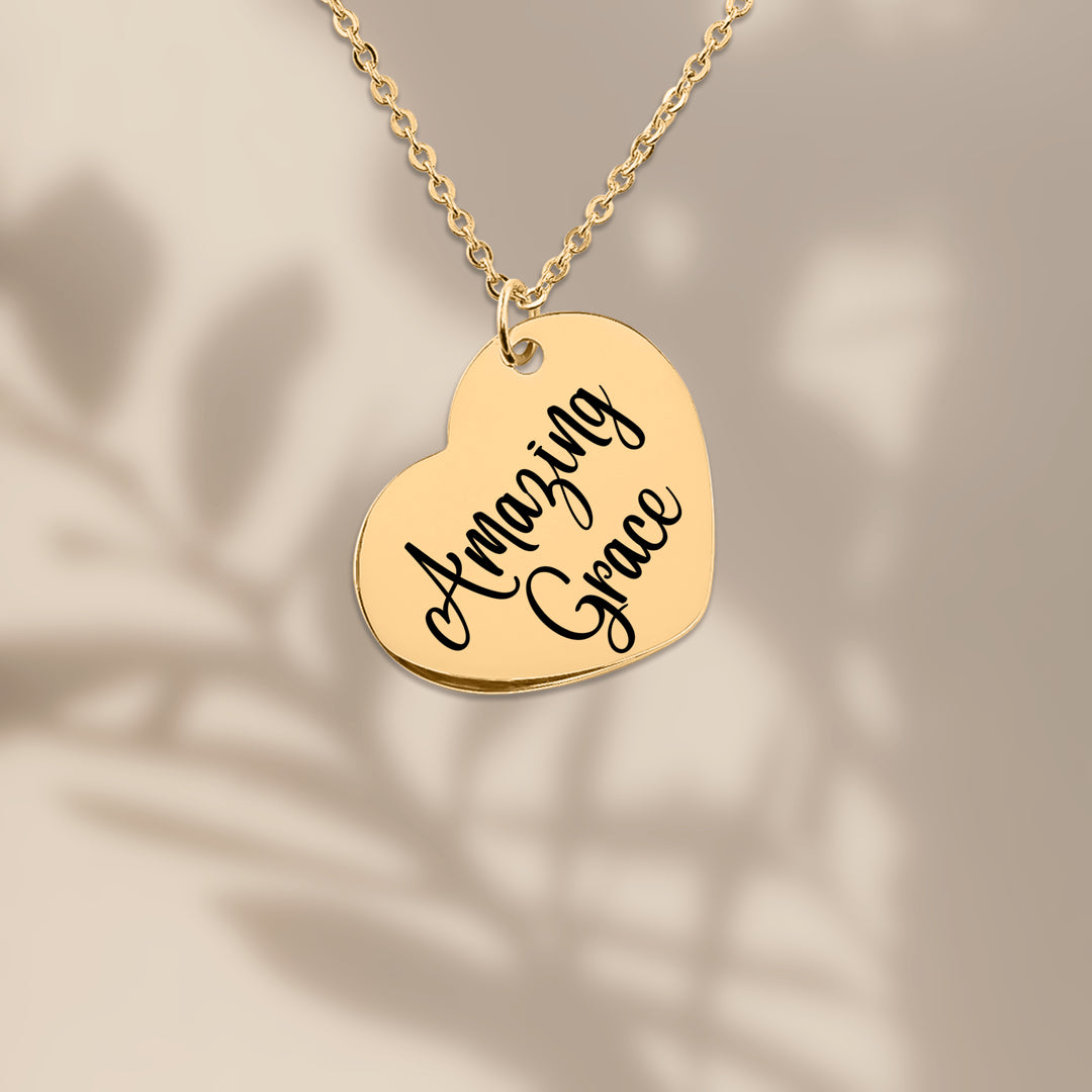 Christian Necklace Amazing Grace Heart Heart Necklaces