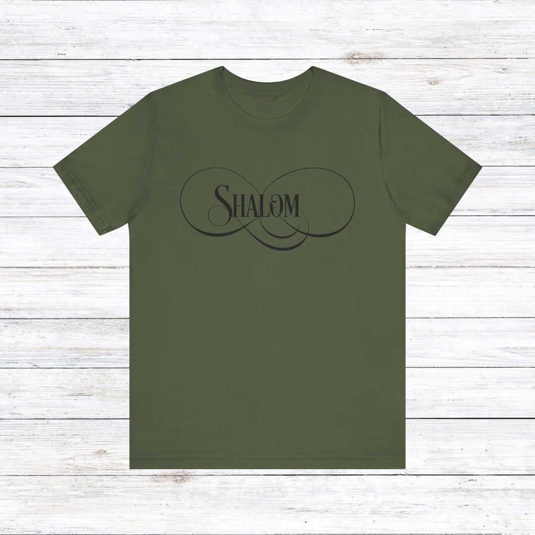 Shalom Script Unisex T-Shirt T-Shirt Military Green S 