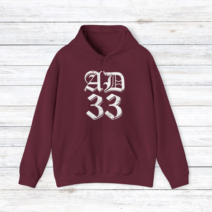 AD 33 Old English Hoodie Hoodie Maroon S 