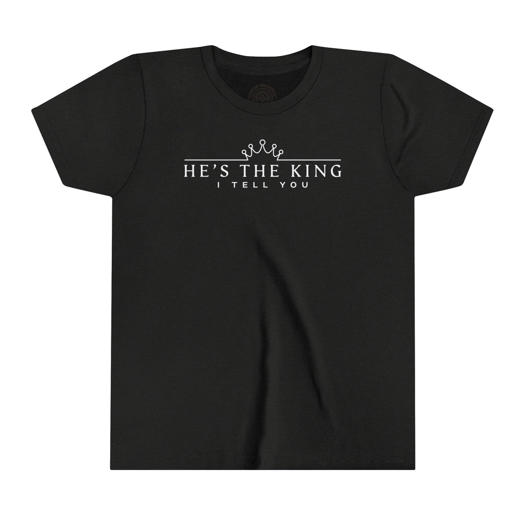 He's The King Youth T-shirt Kids clothes Black Heather S 