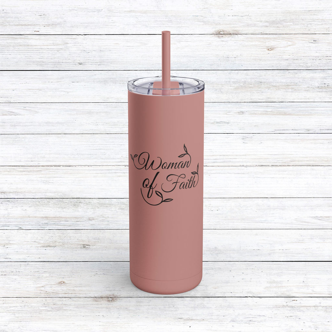 Christian Tumbler Woman of Faith Mug Dusty Rose 20oz Matte