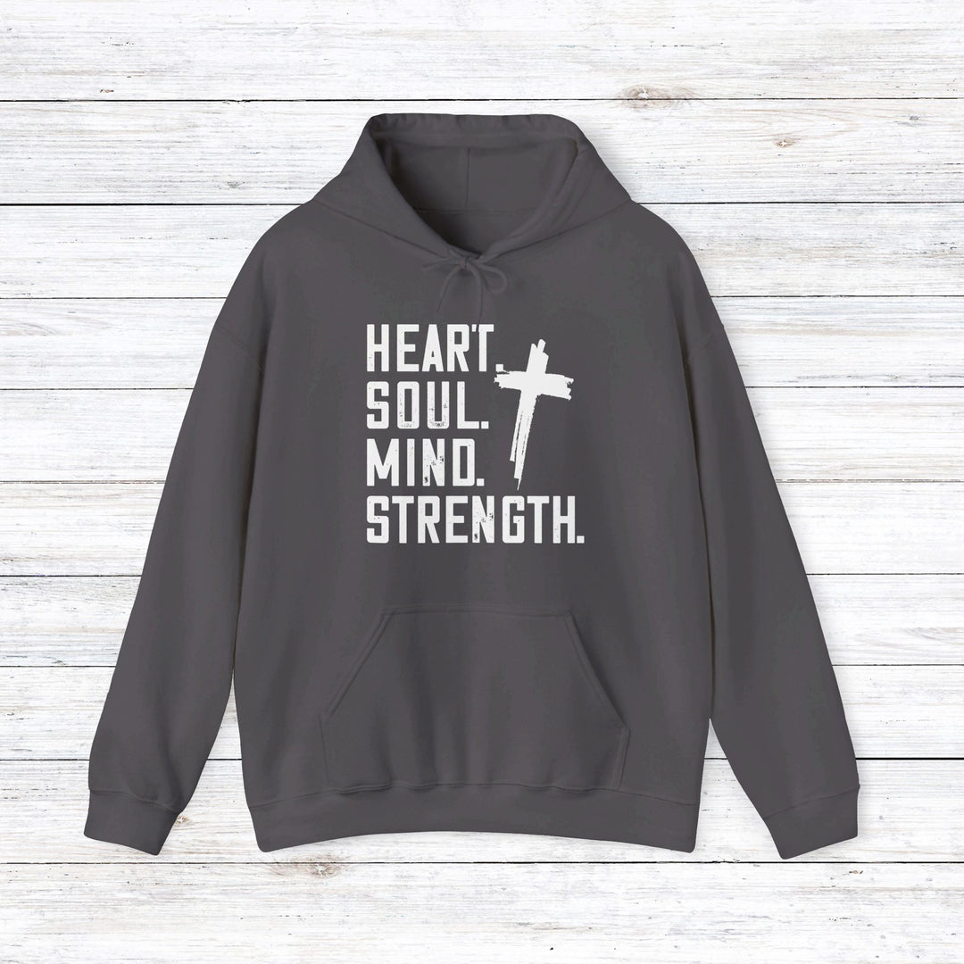 Heart Soul Mind Strength Cross Hoodie Hoodie Charcoal S 