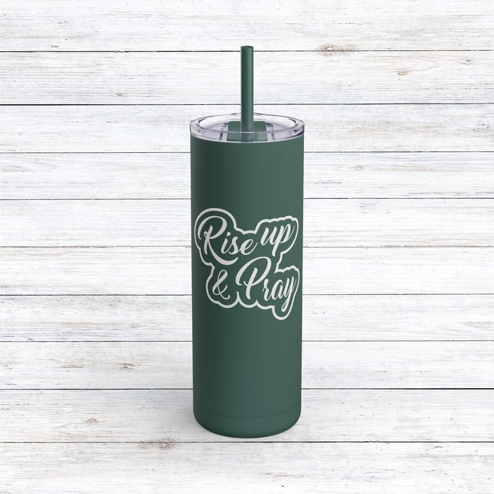 Christian Tumbler Rise Up & Pray Mug Deep Teal 20oz Matte