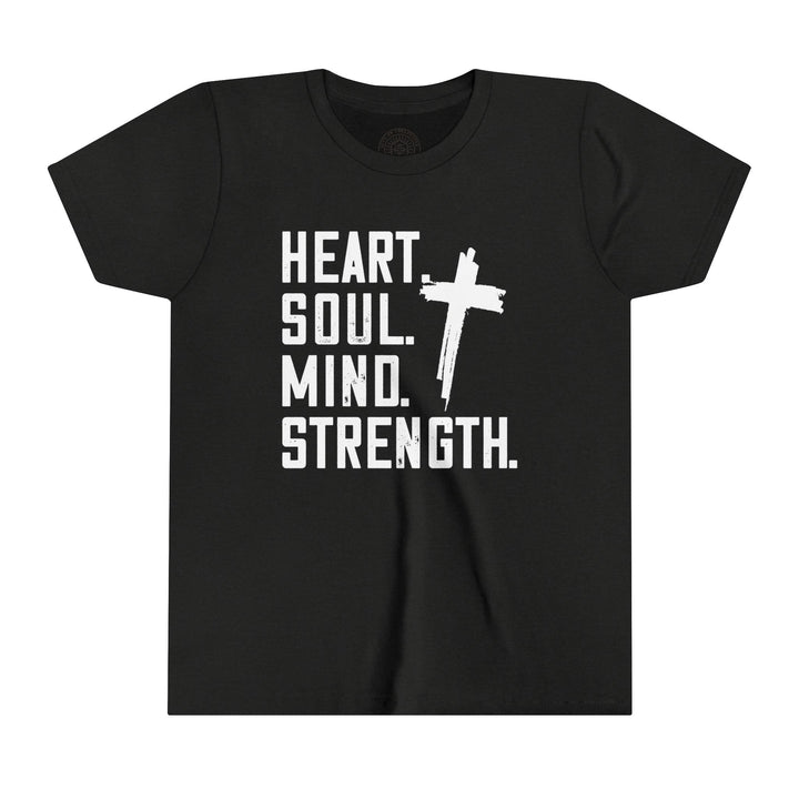 Heart Soul Mind Strength Youth T-shirt Kids clothes Black Heather S 