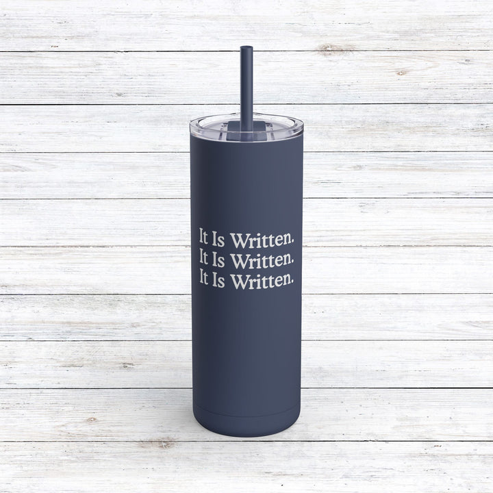 Christian Tumbler It Is Written Mug Indigo 20oz Matte