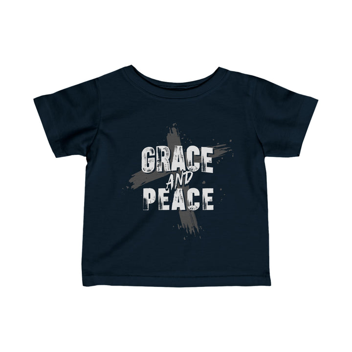 Grace and Peace Cross Baby Tee Kids clothes Navy 6M 