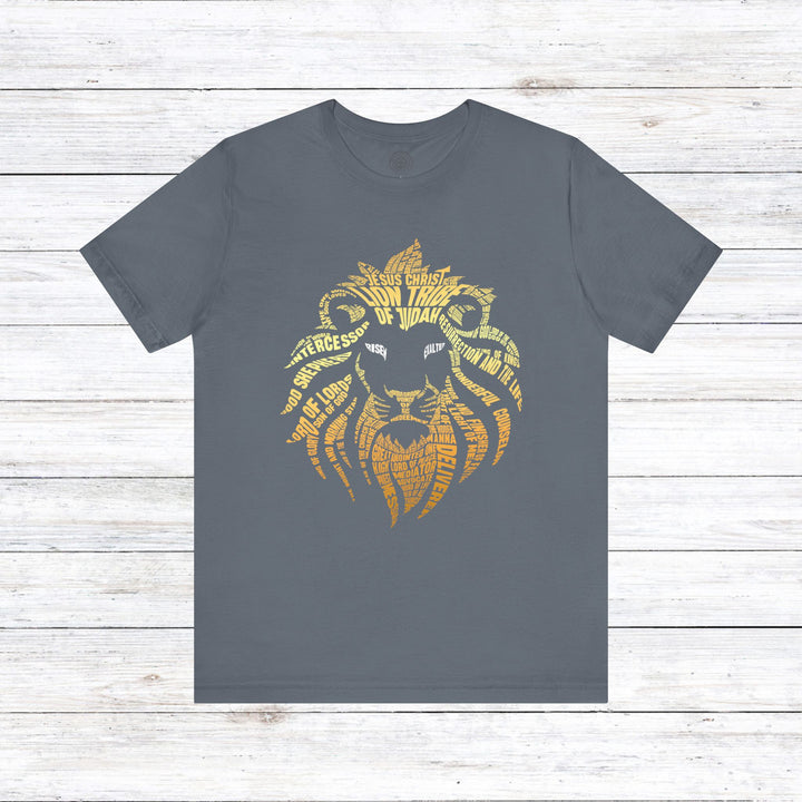 Lion Word Cloud Unisex T-Shirt T-Shirt Steel Blue S 