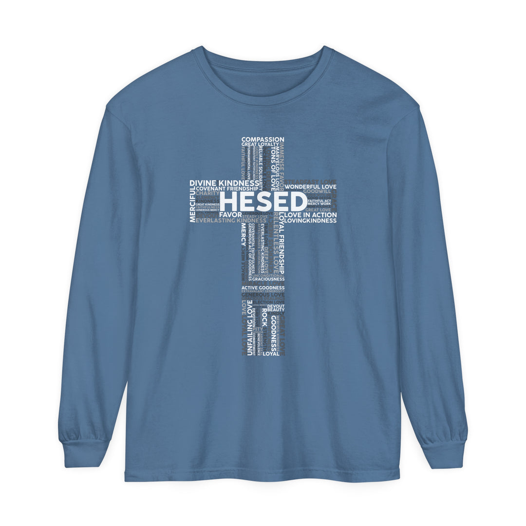 Hesed Cross Long Sleeve Shirt Long-sleeve Blue Jean S 