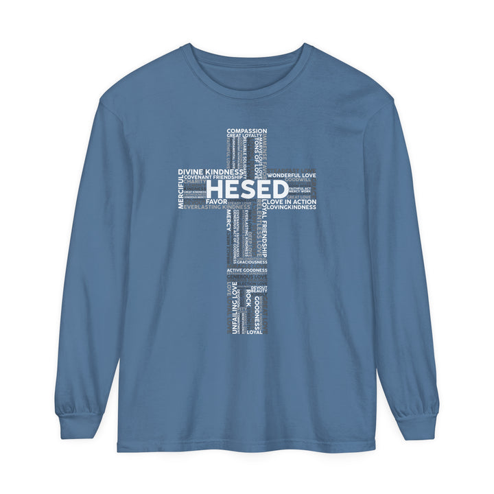 Hesed Cross Long Sleeve Shirt Long-sleeve Blue Jean S 