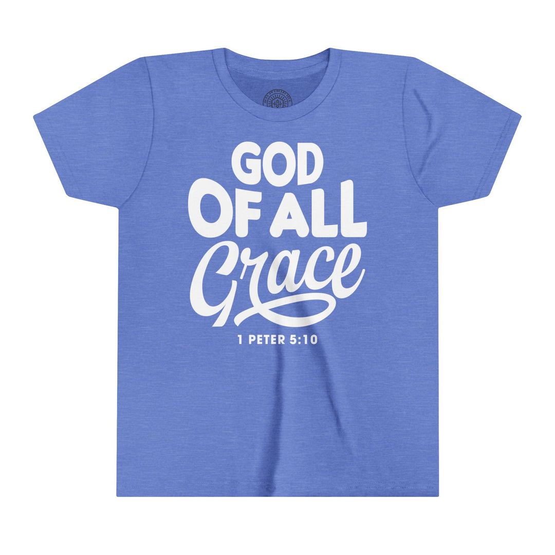 God of All Grace Youth T-shirt Kids clothes Heather Columbia Blue S 