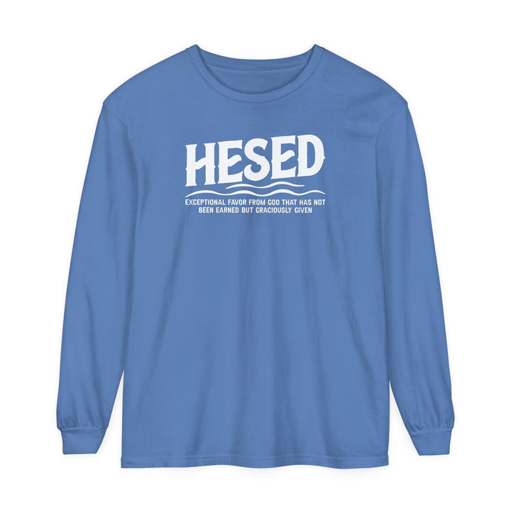 Hesed Exceptional Favor Long Sleeve Shirt Long-sleeve Flo Blue S 