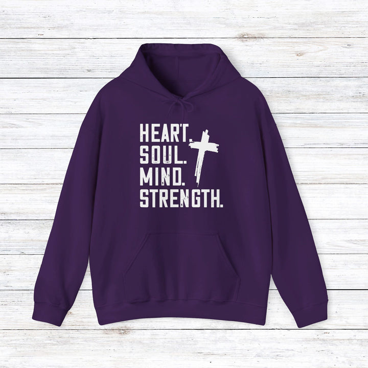 Heart Soul Mind Strength Cross Hoodie Hoodie Purple S 