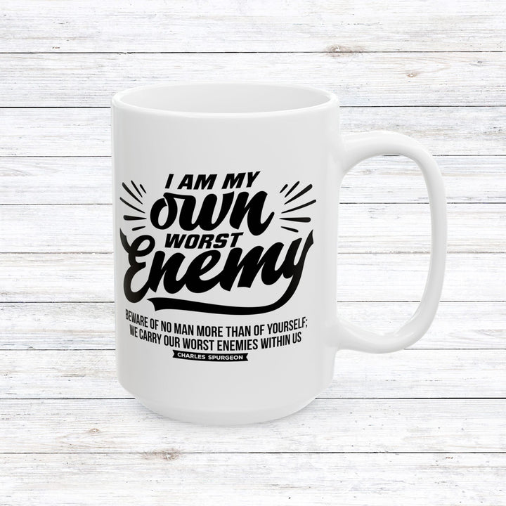 Christian Coffee Mug Worst Enemy Ceramic Mug 15oz  