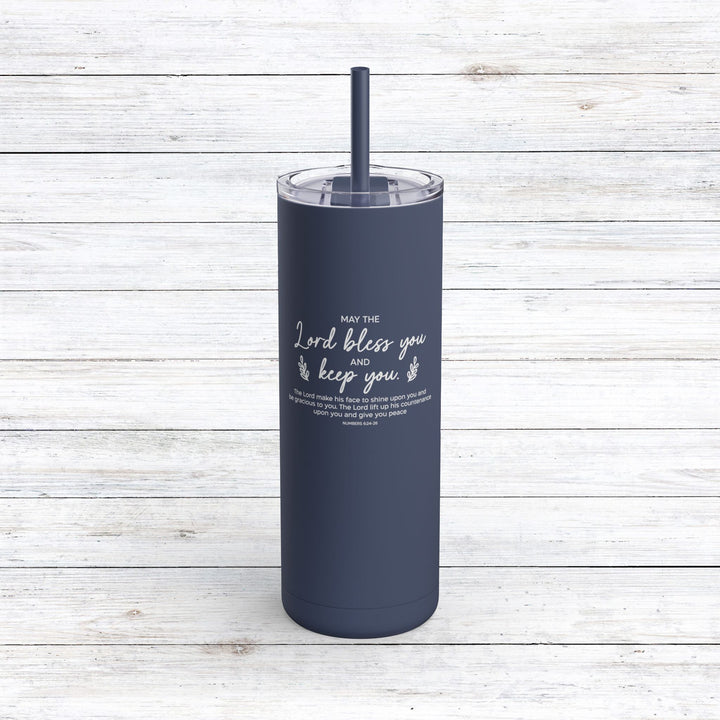 Christian Tumbler Bless and Keep You Mug Indigo 20oz Matte