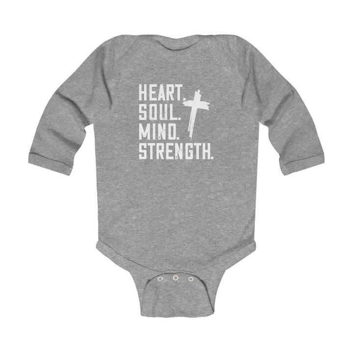 Heart Soul Mind Strength Infant Long Sleeve Bodysuit Kids clothes Heather NB (0-3M) 