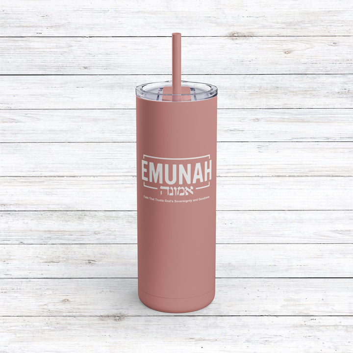 Christian Tumbler Emunah Faith That Trusts Mug Dusty Rose 20oz Matte