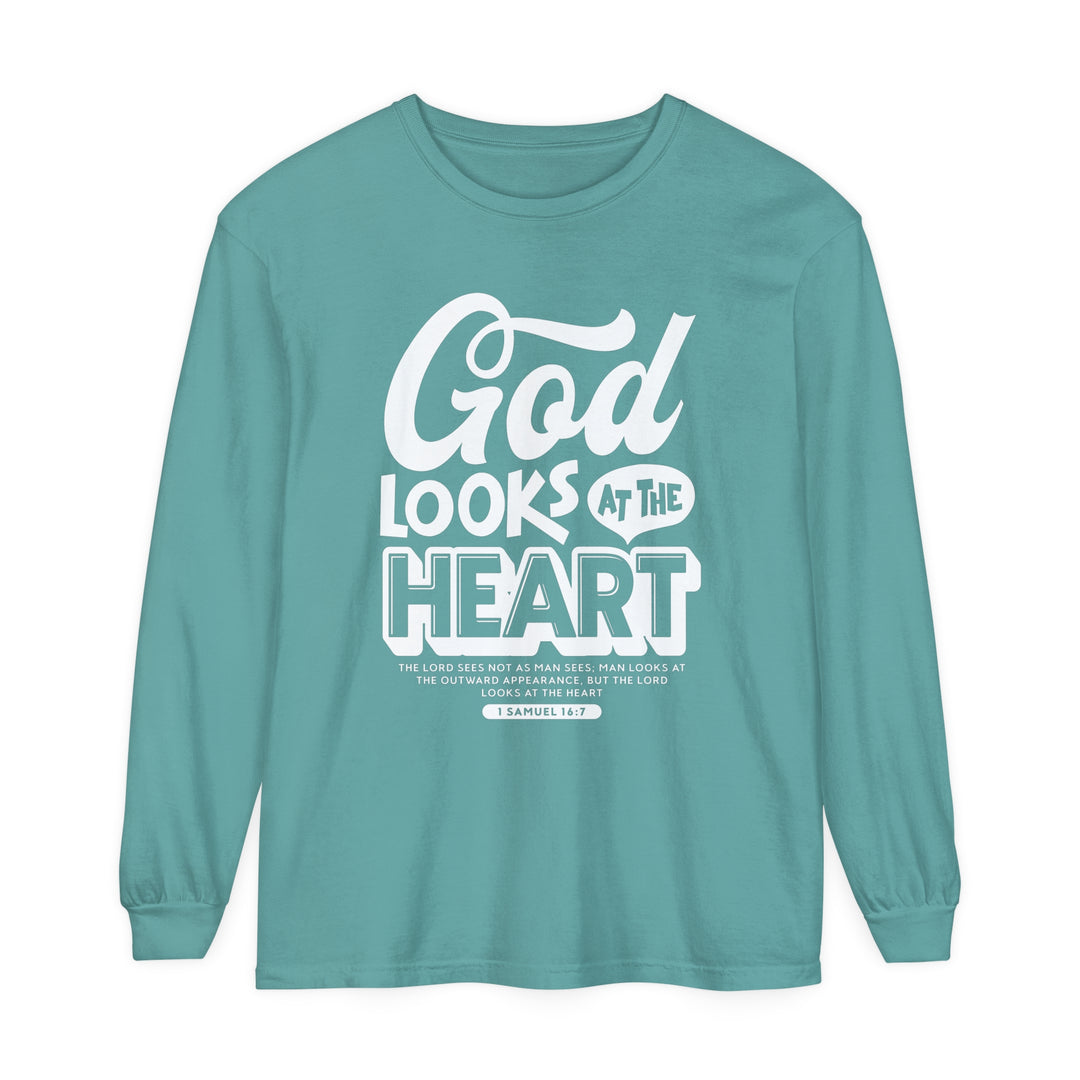 God Looks At The Heart Long Sleeve Shirt Long-sleeve Seafoam S 