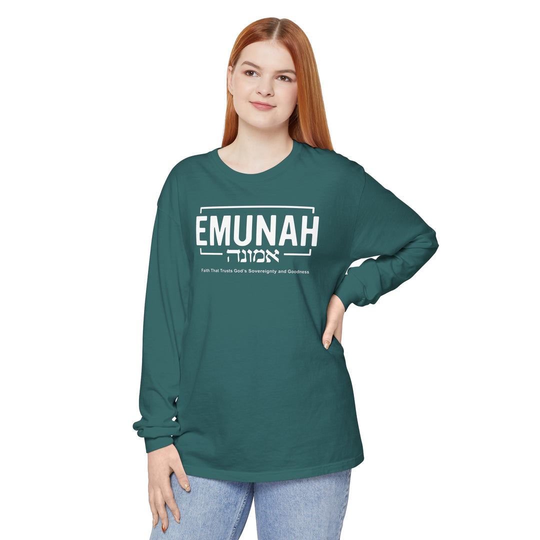 Emunah Faith That Trusts Long Sleeve Shirt Long-sleeve Blue Spruce S 