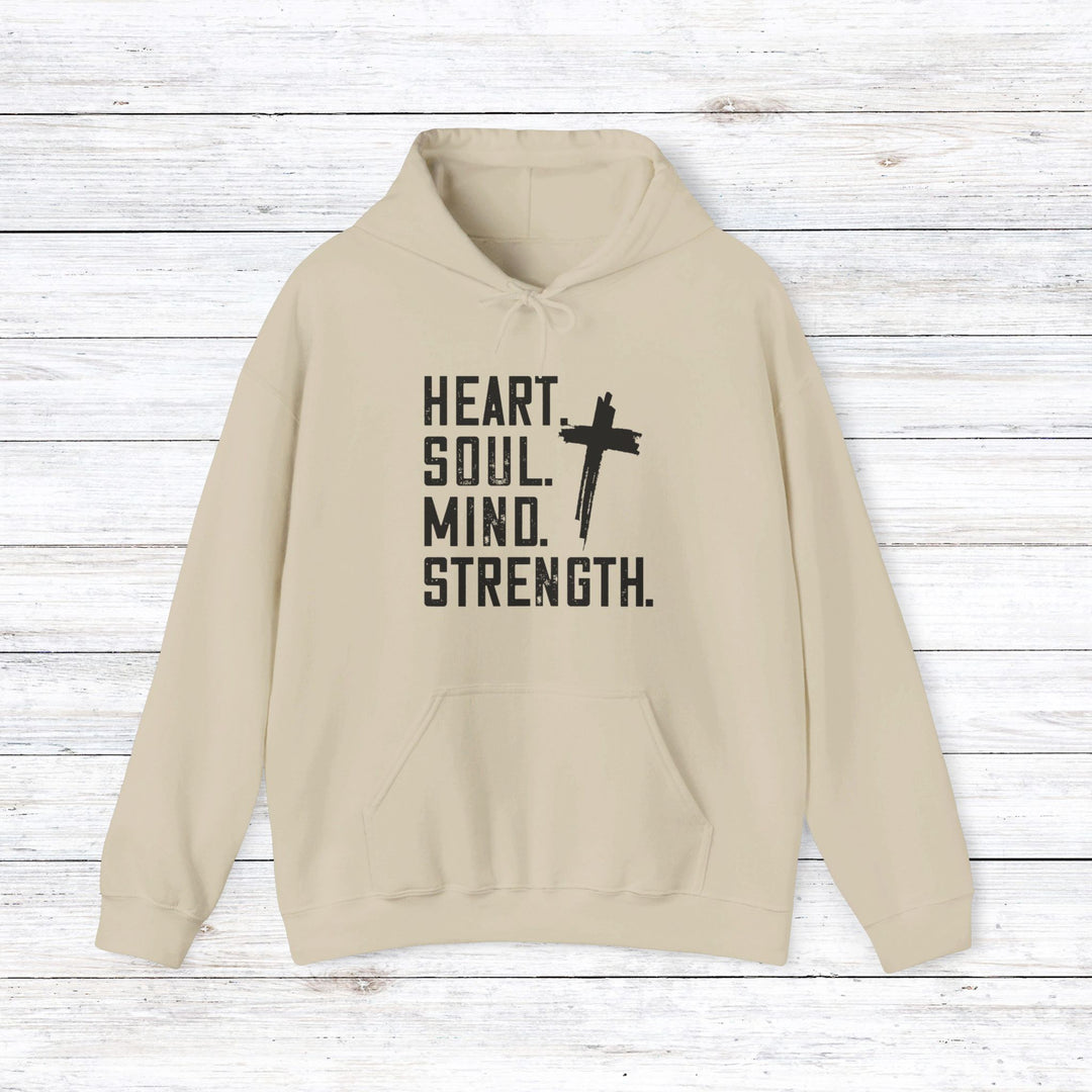 Heart Soul Mind Strength Cross Hoodie Hoodie Sand S 