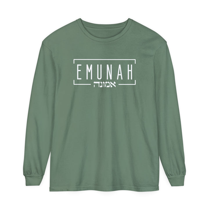 Emunah Hebrew Long Sleeve Shirt Long-sleeve Light Green S 