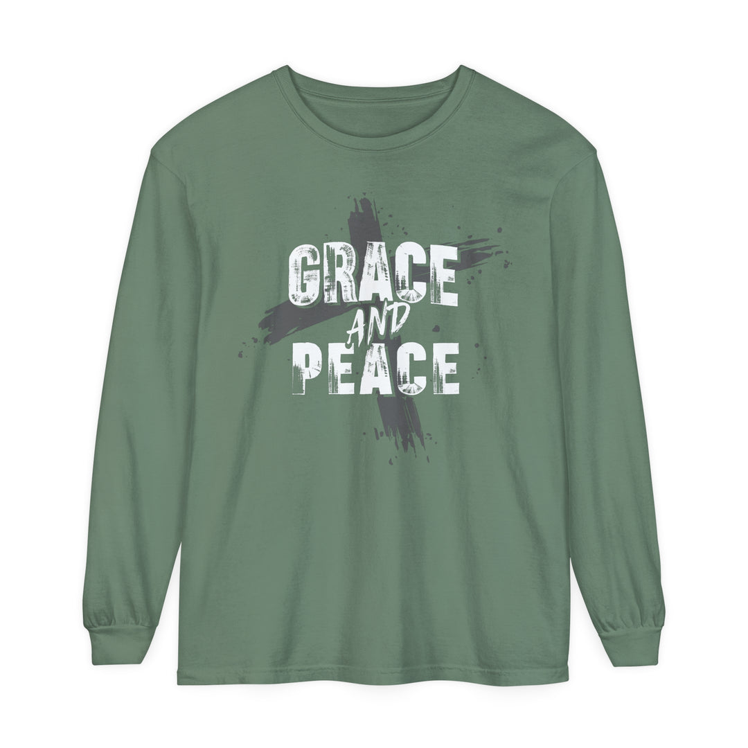 Grace and Peace Cross Long Sleeve Shirt Long-sleeve Light Green S 