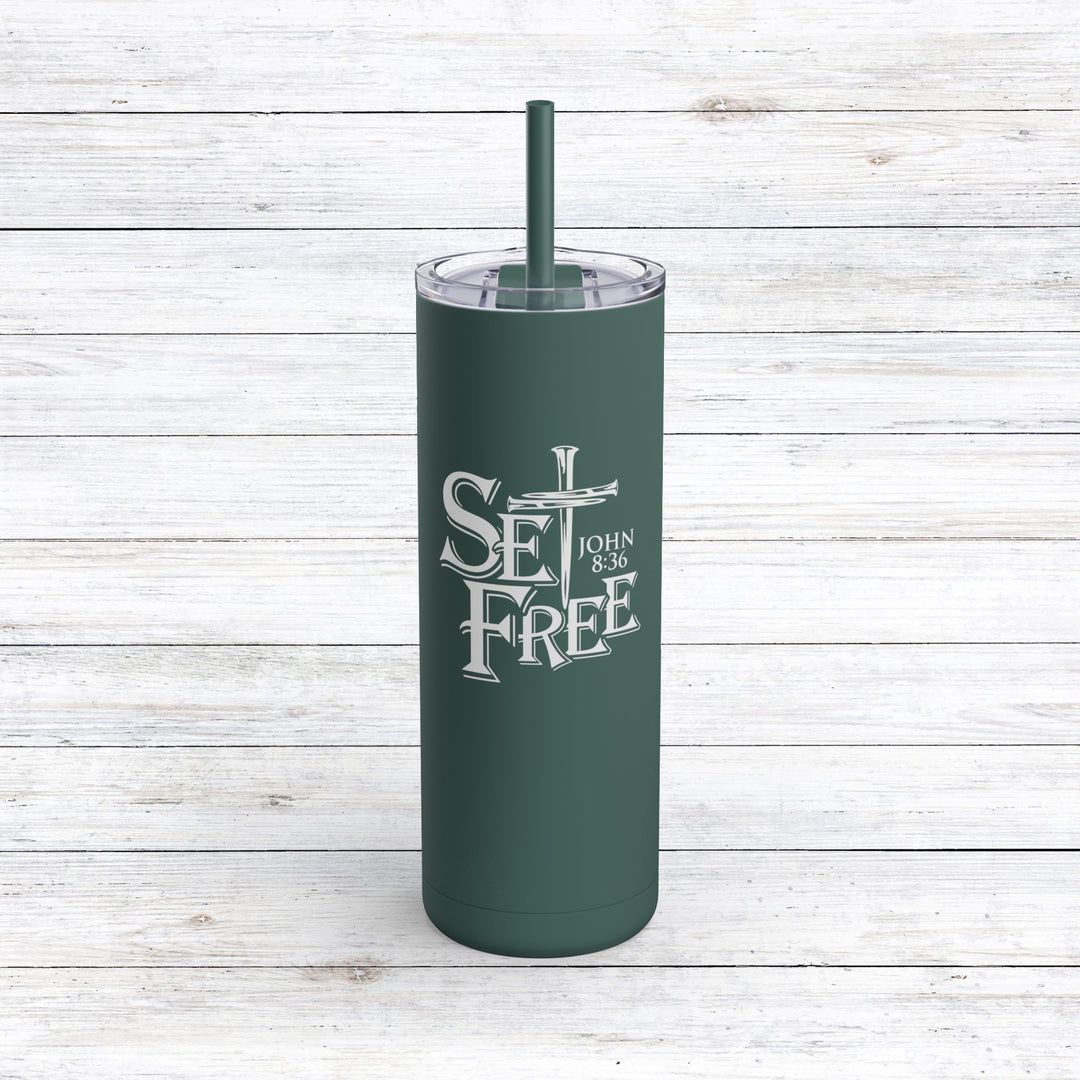 Christian Tumbler Set Free Mug Deep Teal 20oz Matte