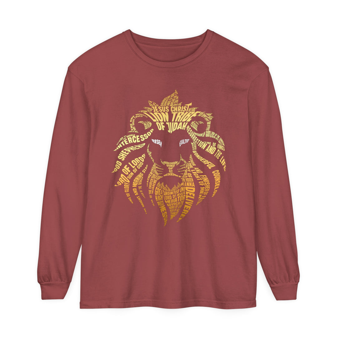 Lion Word Cloud Long Sleeve Shirt Long-sleeve Brick S 