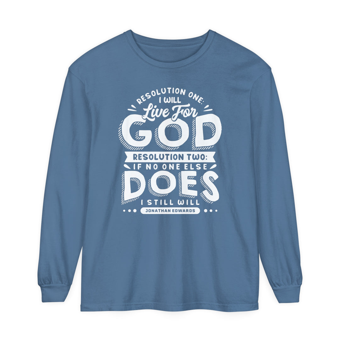 Live For God Long Sleeve Shirt Long-sleeve Blue Jean S 