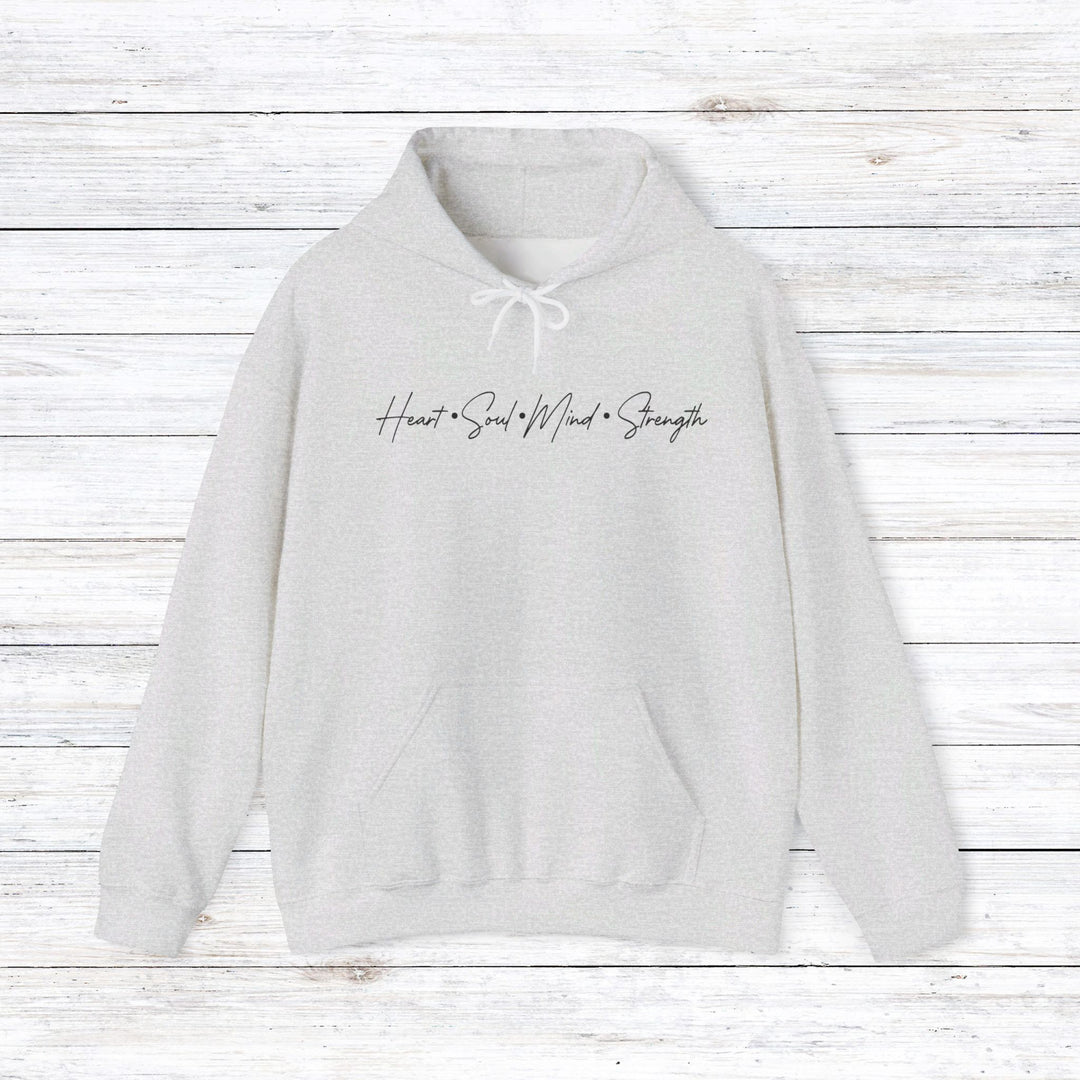 Heart Soul Mind Strength Script Hoodie Hoodie Ash S 