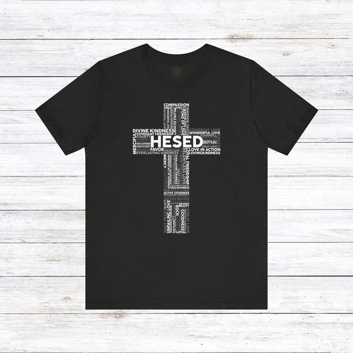 Hesed Cross Cloud Unisex T-Shirt T-Shirt Black Heather S 