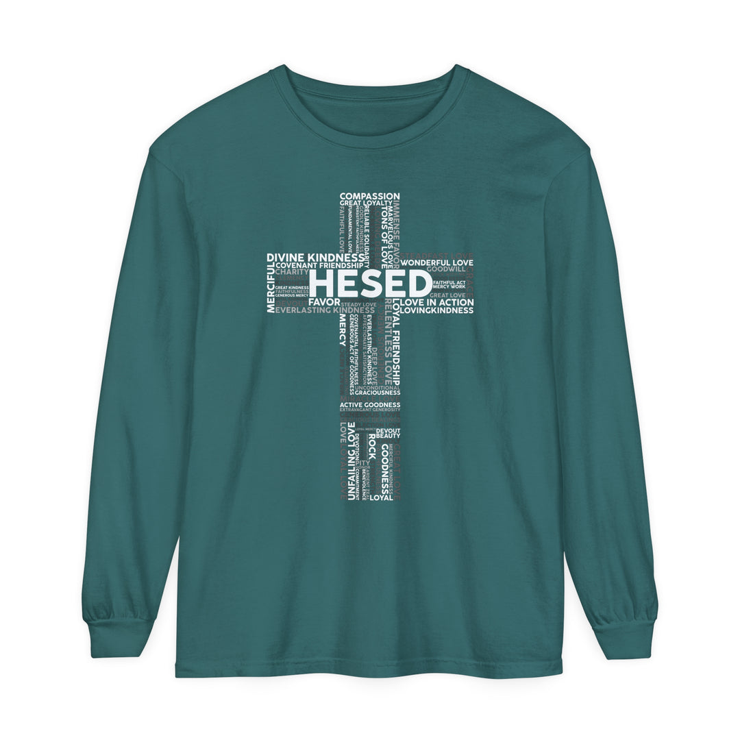 Hesed Cross Long Sleeve Shirt Long-sleeve Blue Spruce S 