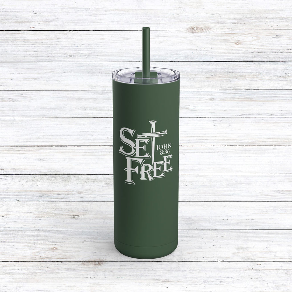 Christian Tumbler Set Free Mug Pine Needle 20oz Matte