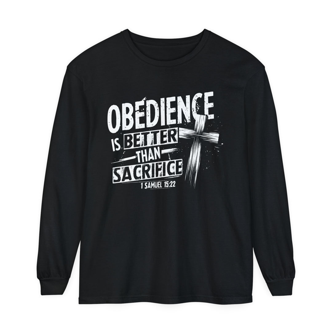 Obedience Is Better Cross Long Sleeve Shirt Long-sleeve Black S 