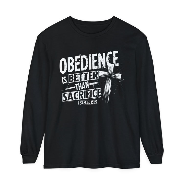 Obedience Is Better Cross Long Sleeve Shirt Long-sleeve Black S 