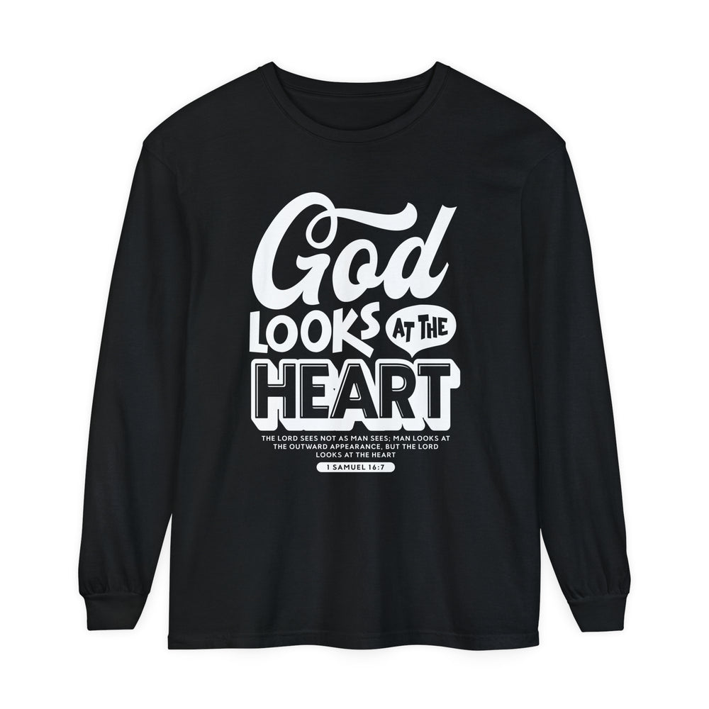 God Looks At The Heart Long Sleeve Shirt Long-sleeve Black S 