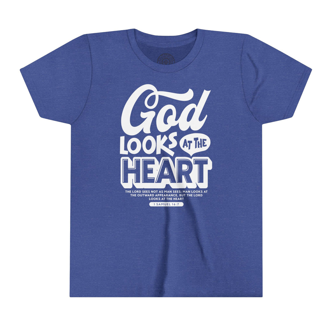 God Looks At Heart Youth T-shirt Kids clothes Heather True Royal S 