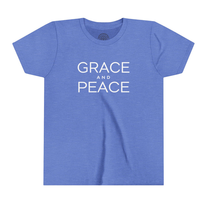 Grace and Peace Youth T-shirt Kids clothes Heather Columbia Blue S 