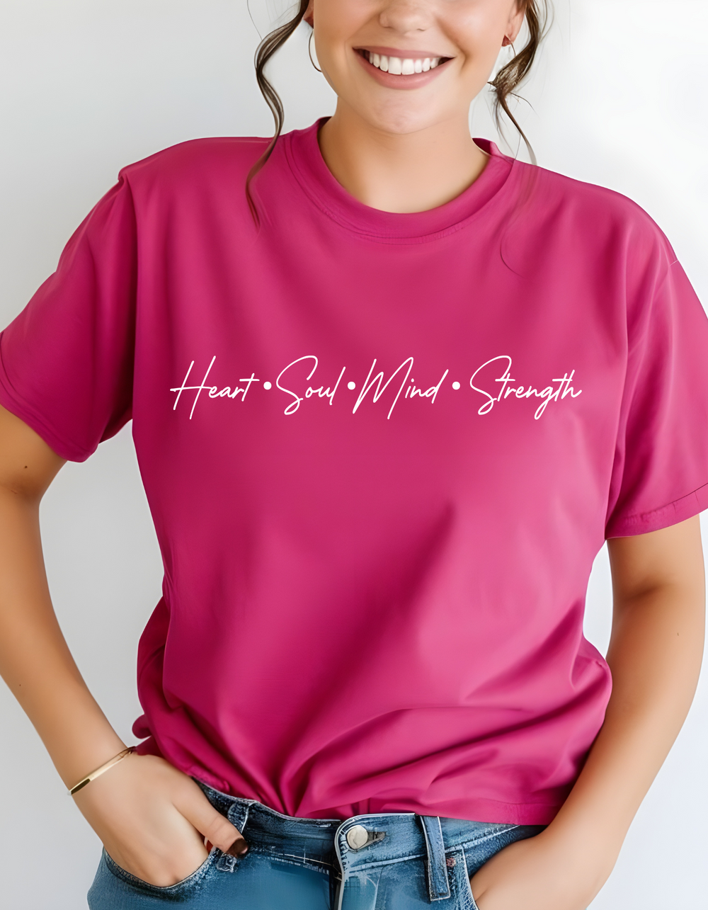 Heart Soul Mind Strength Script Unisex T-Shirt T-Shirt   