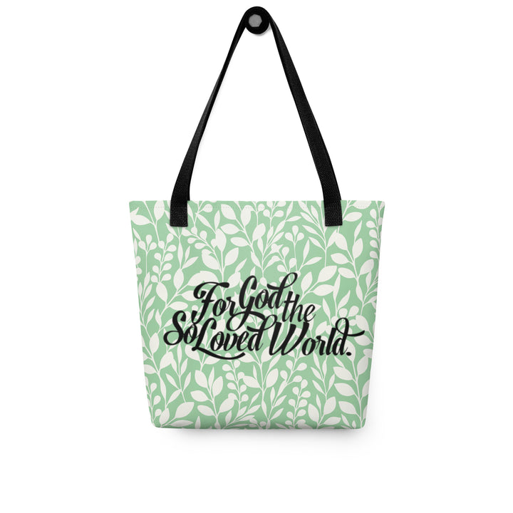 Christian Tote Bag God So Loved Green Tote Bags   