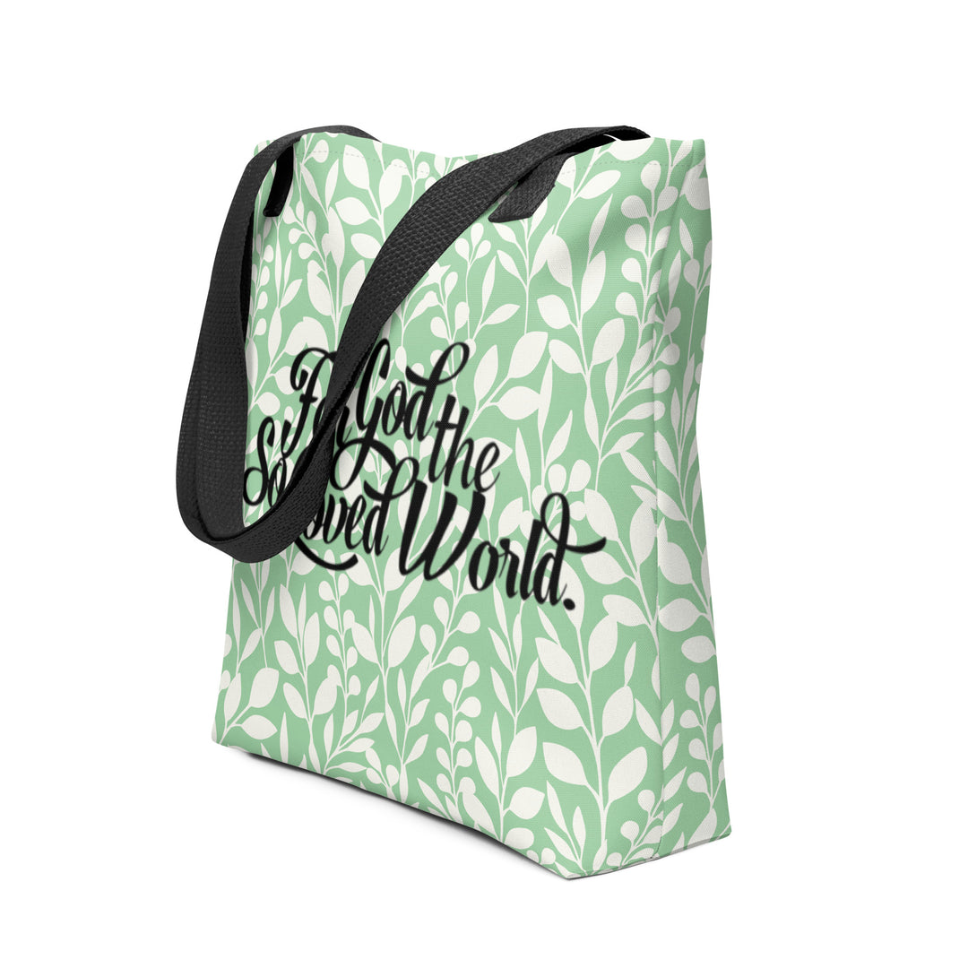 Christian Tote Bag God So Loved Green Tote Bags   