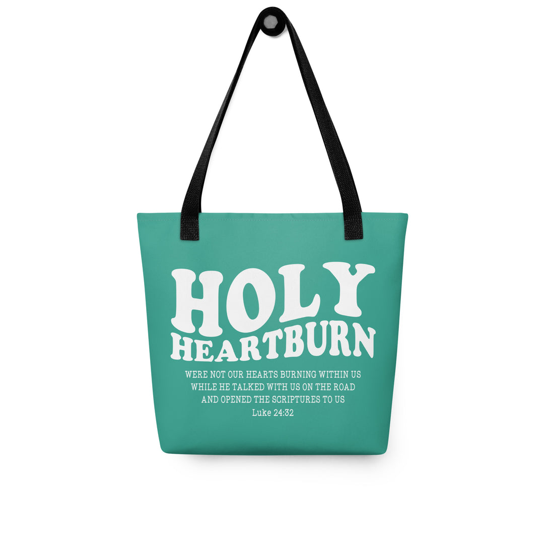 Christian Tote Bag Holy Heartburn Teal Tote Bags   