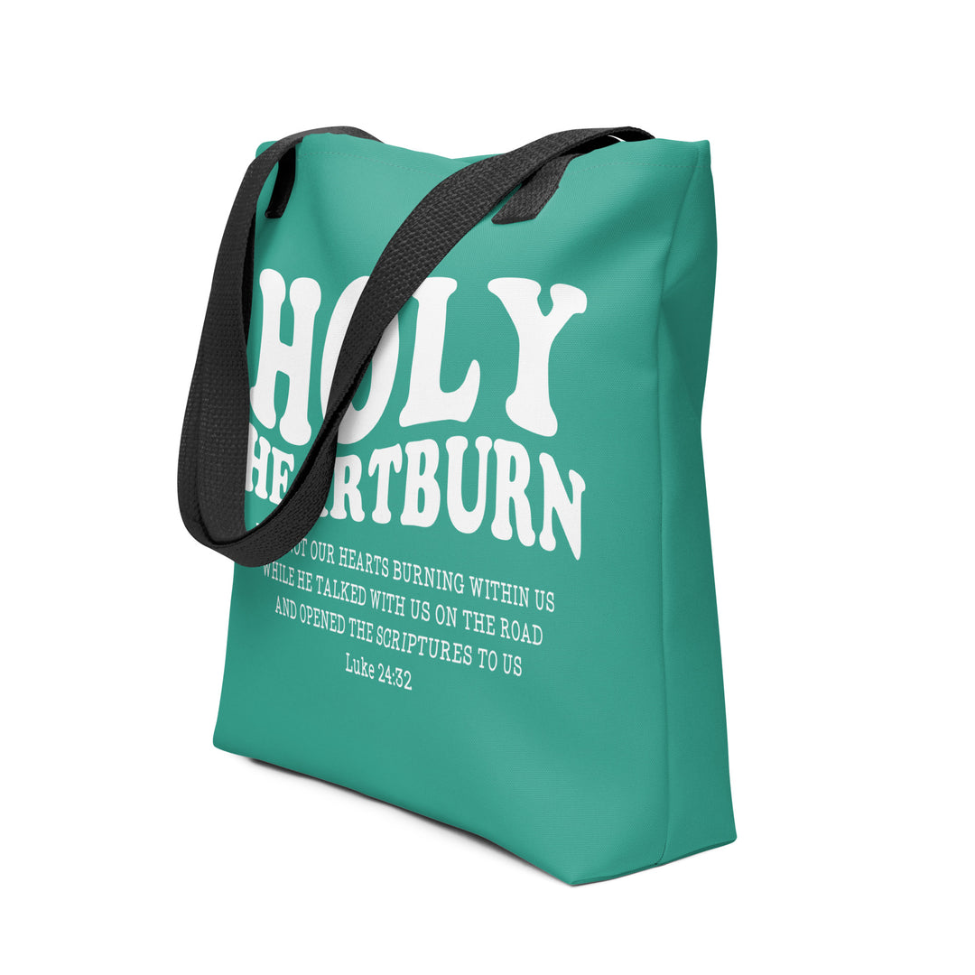 Christian Tote Bag Holy Heartburn Teal Tote Bags   