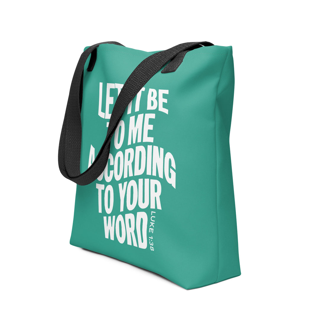 Christian Tote Bag According To Your Word Teal Tote Bags   