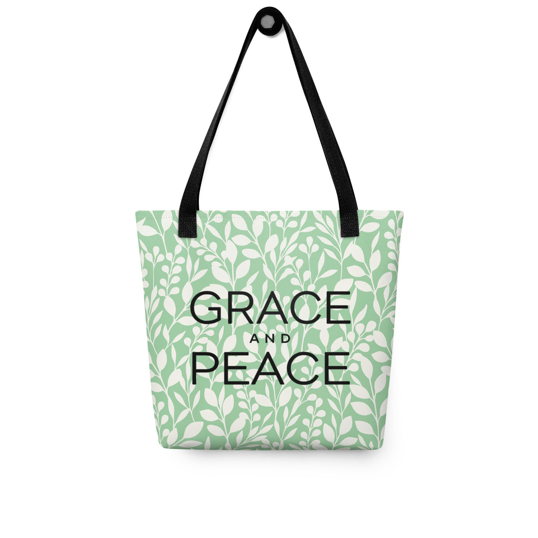 Christian Tote Bag Grace and Peace Green Tote Bags   