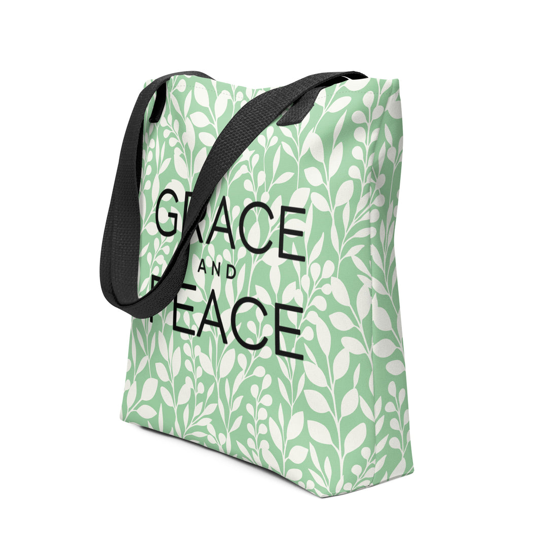 Christian Tote Bag Grace and Peace Green Tote Bags   