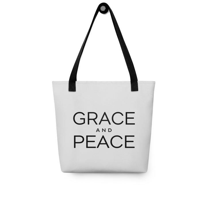 Christian Tote Bag Grace and Peace Light Gray Tote Bags   