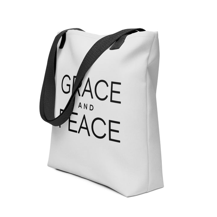 Christian Tote Bag Grace and Peace Light Gray Tote Bags   