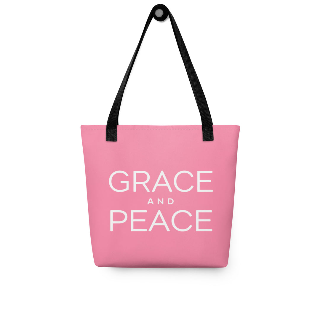 Christian Tote Bag Grace and Peace Pink Tote Bags   